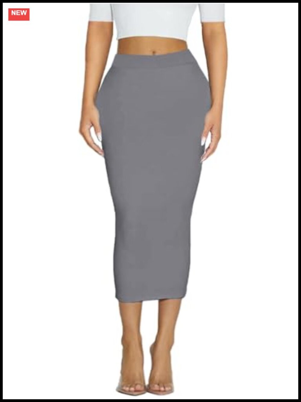 High Waisted Midi Pencil Skirt Bodycon Pull On Summer Y2K Club Party